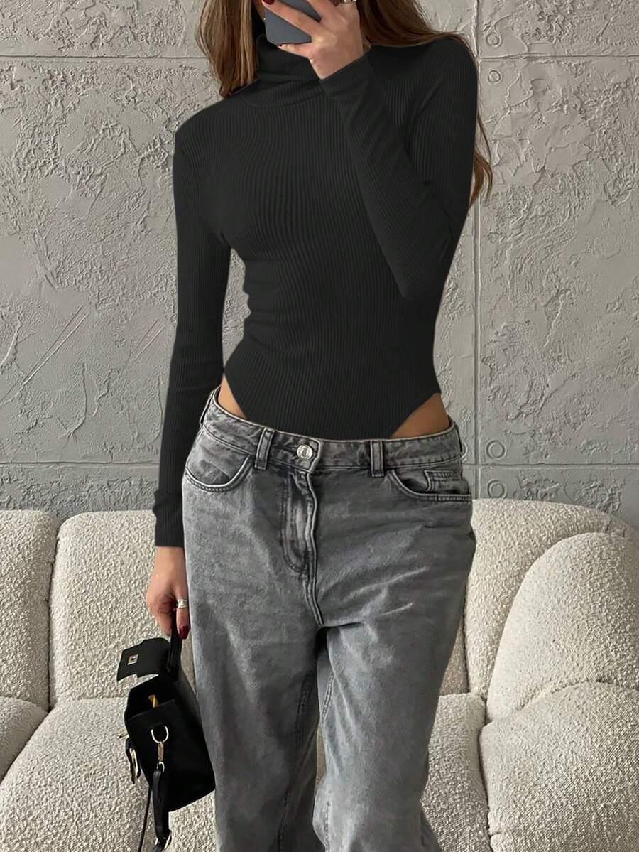 SHEIN CZARNE BODY Z GOLFEM S06__M