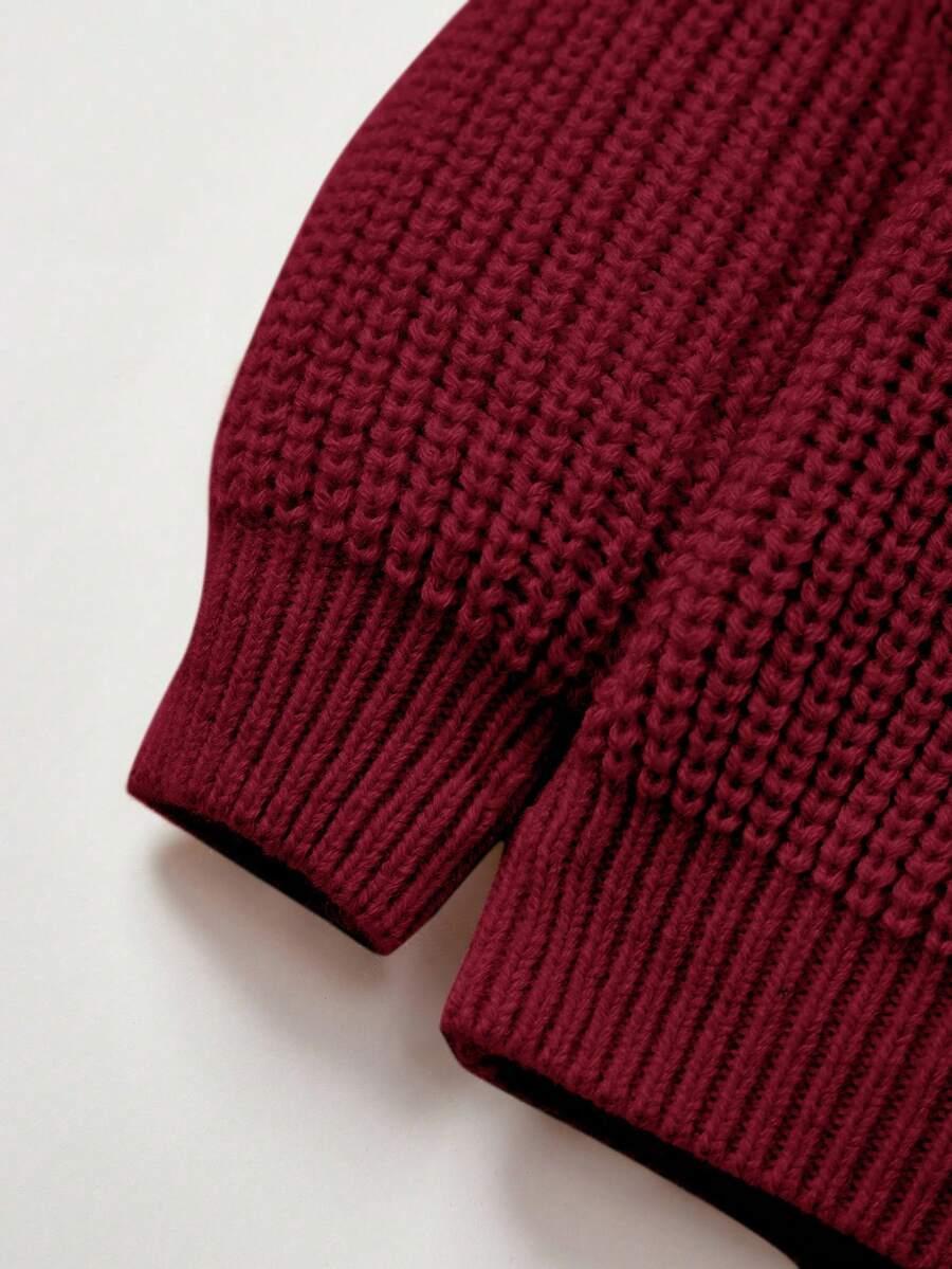 COZY PIXIES BORDOWY SWETER OKRĄGŁY DEKOLT PK01__56-62