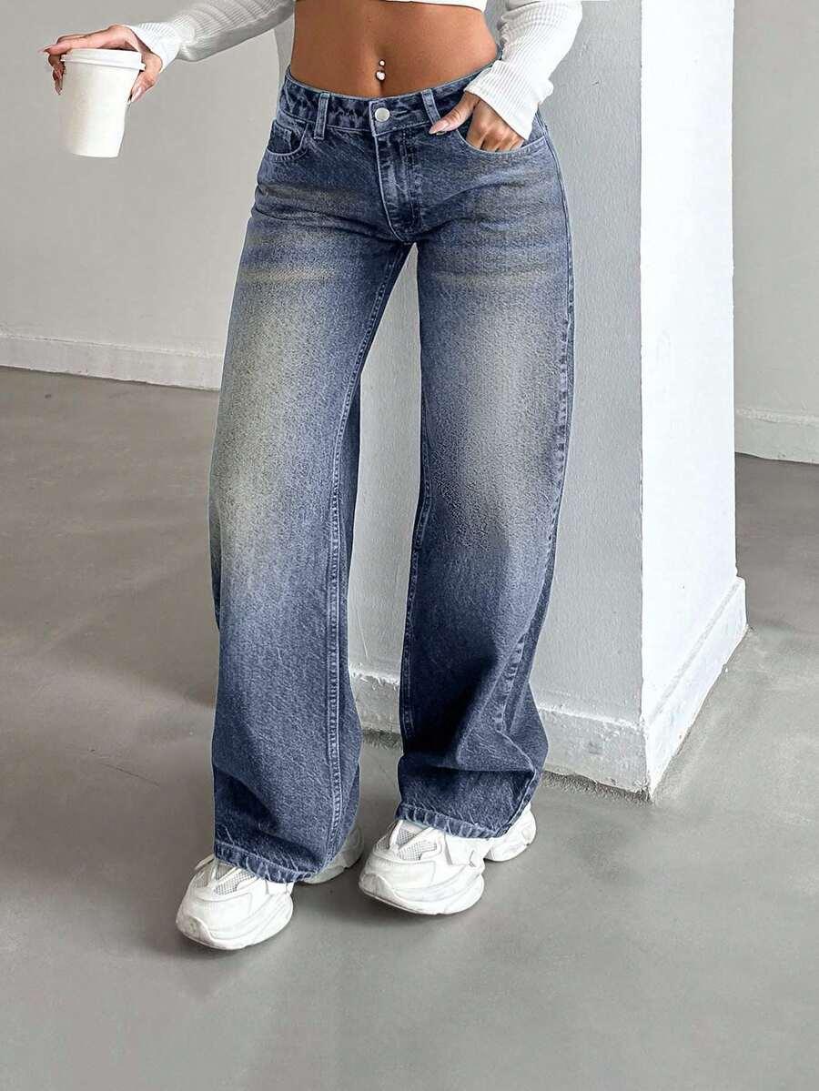 SHEIN SPODNIE JEANS PROSTA NOGAWKA S06__XS