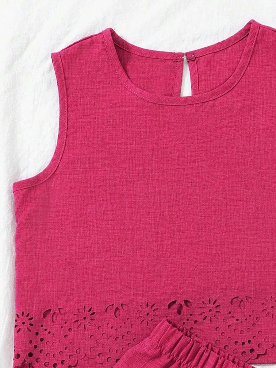 SHEIN RÓŻOWY KOMPLET TOP SPODENKI PK01__140-146