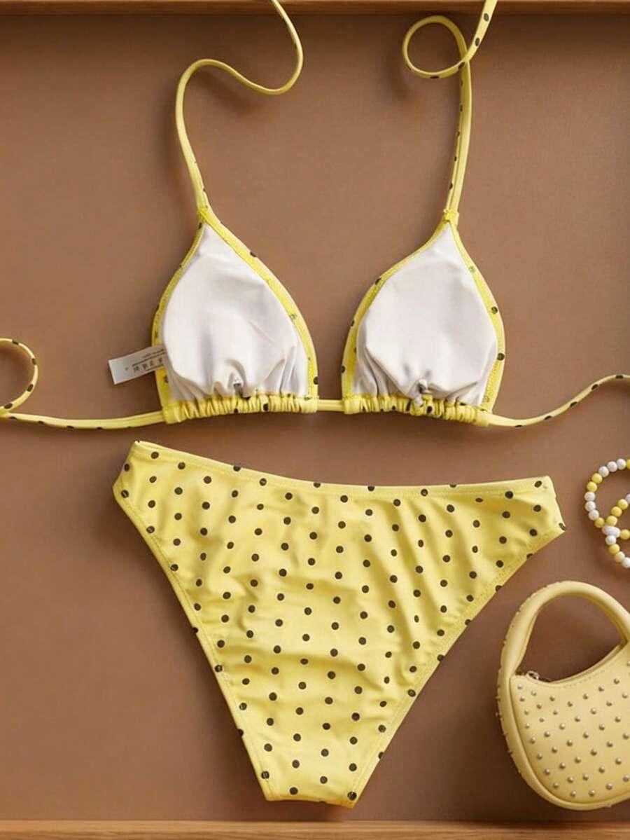 SWIM MOD DWUCZĘŚCIOWY ŻÓŁTY STRÓJ KĄPIELOWY GROSZKI S09__S