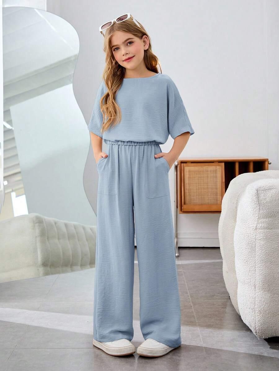 SHEIN NIEBIESKA BLUZKA KRÓTKI RĘKAW S06__146-152