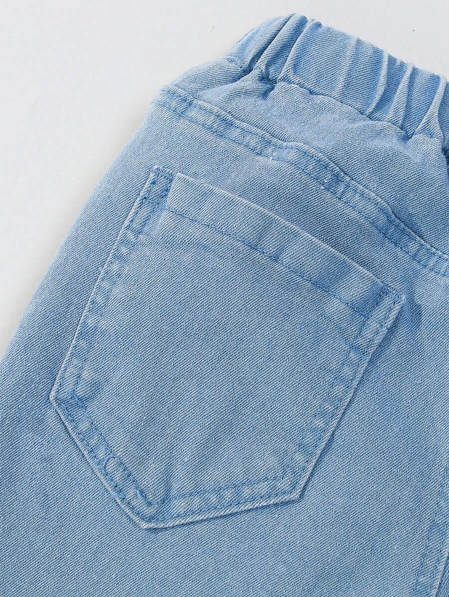 SHEIN NIEBIESKIE SPODNIE JEANSOWE WIĄZANIE S06__128-134