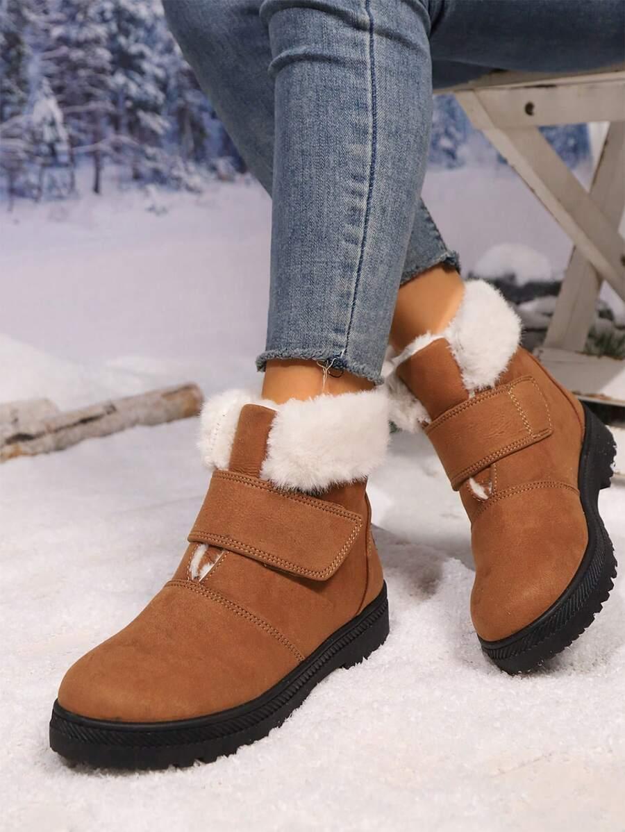SHEIN BRĄZOWE ŚNIEGOWCE SZTUCZNE FUTRO W01__39