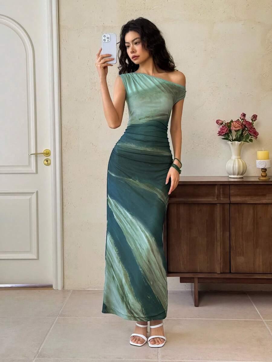 SHEIN ZIELONA MAXI SUKIENKA S06__S