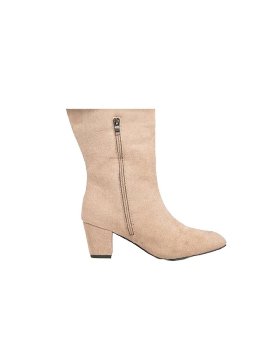 SHEIN BEŻOWE KOZAKI IMITACJA ZAMSZU W01__43