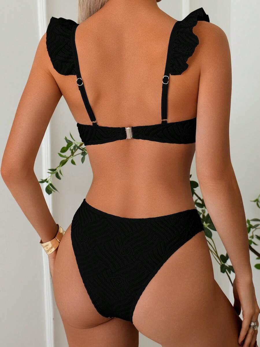 SHEIN CZARNY DWUCZĘŚCIOWY STRÓJ KĄPIELOWY S09__M