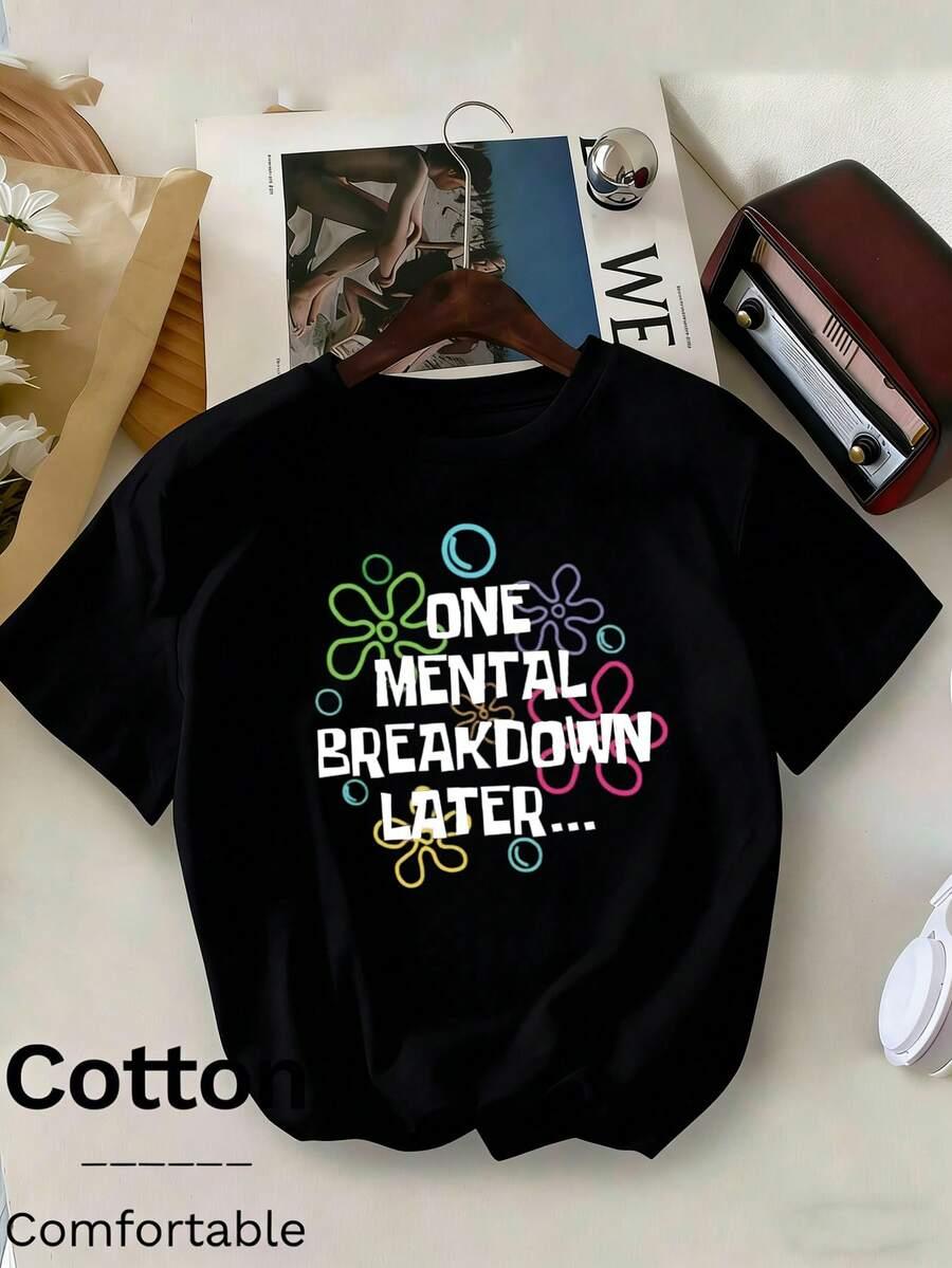 SHEIN CZARNY T-SHIRT OKRĄGŁY DEKOLT S06__XXL