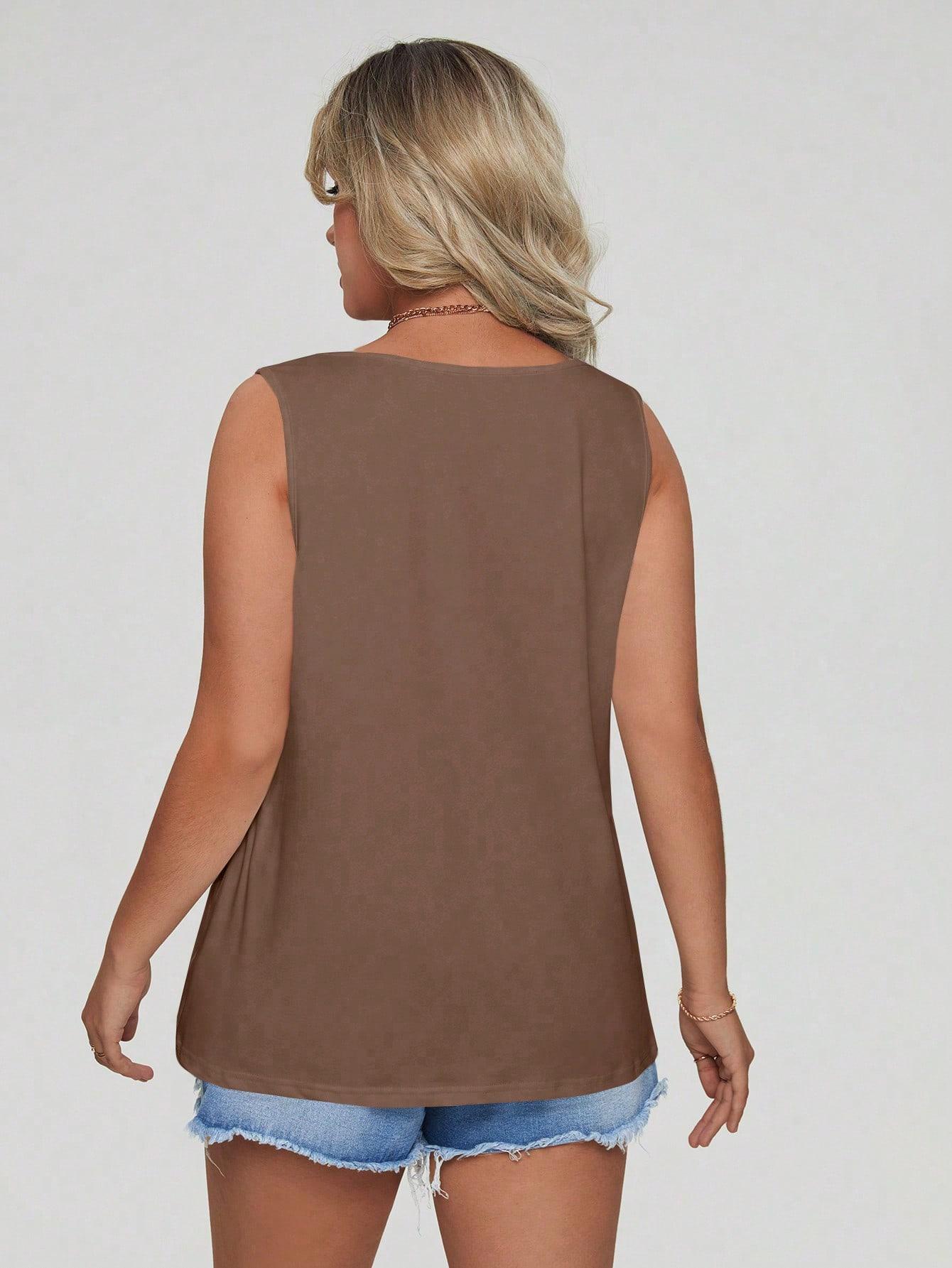 SHEIN BRĄZOWY TOP BEZ RĘKWÓW S09__48