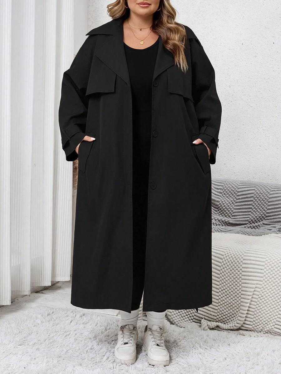 SHEIN CZARNY PŁASZCZ TRENCZ W01__56/58