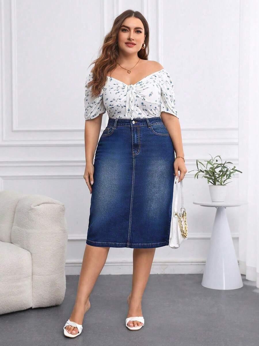 EMERY ROSE NIEBIESKA JEANSOWA SPÓDNICA S06__46