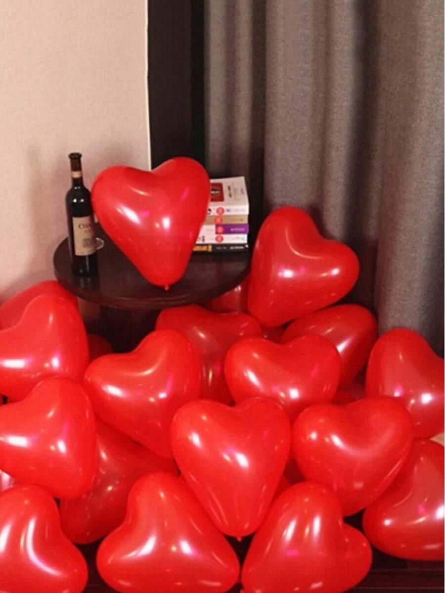 SHEIN CZERWONY BALON SERCE 6-PACK S07__25,4CM