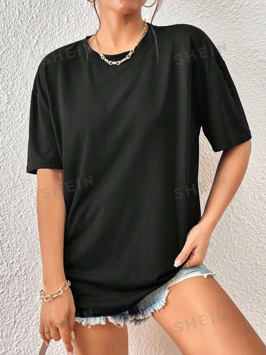 SHEIN CZARNY T-SHIRT BASIC S06__S
