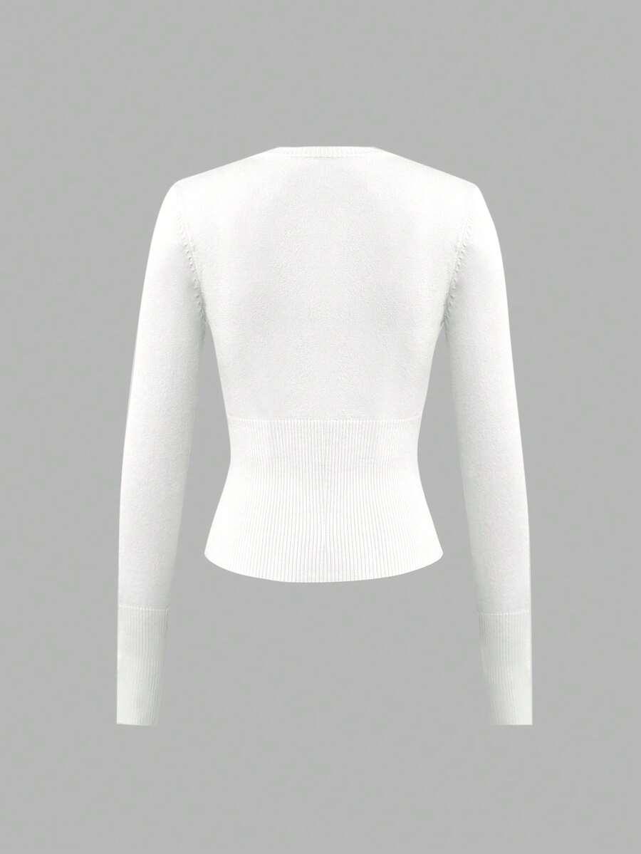 SHEIN BIAŁY SWETER GUZIKI S06__XS