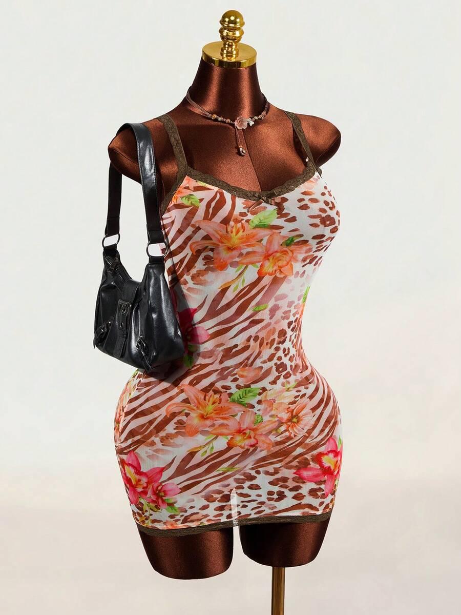 SHEIN SIATECZKOWA MINI SUKIENKA WZÓR S06__L