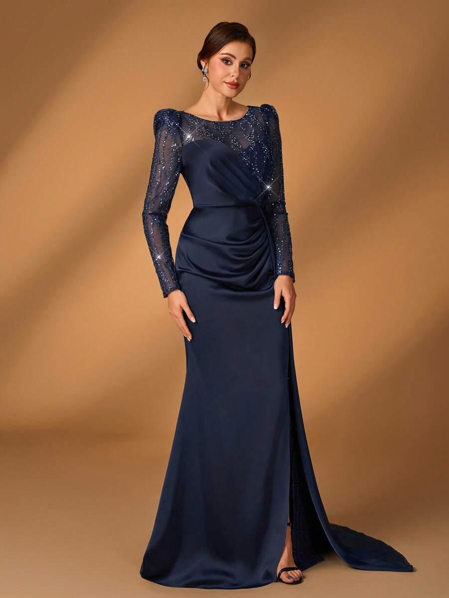 SHEIN GRANATOWA MAXI SUKIENKA S06__L
