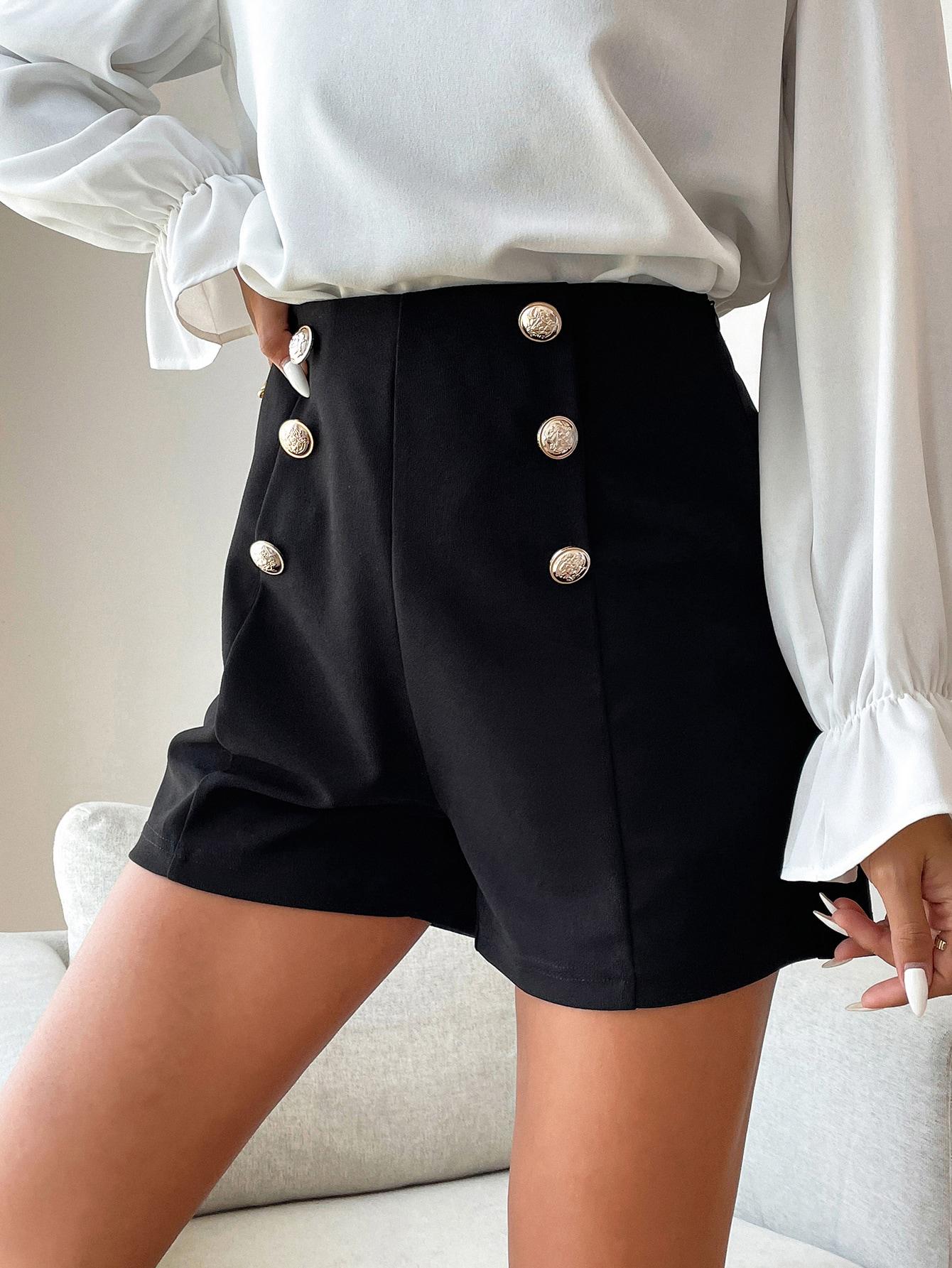 SHEIN CZARNE SPODENKI GUZIKI S06__XS