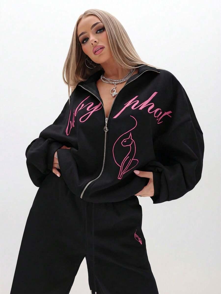 BABYPHAT CZARNA ROZPINANA BLUZA KAPTUR S06__XL