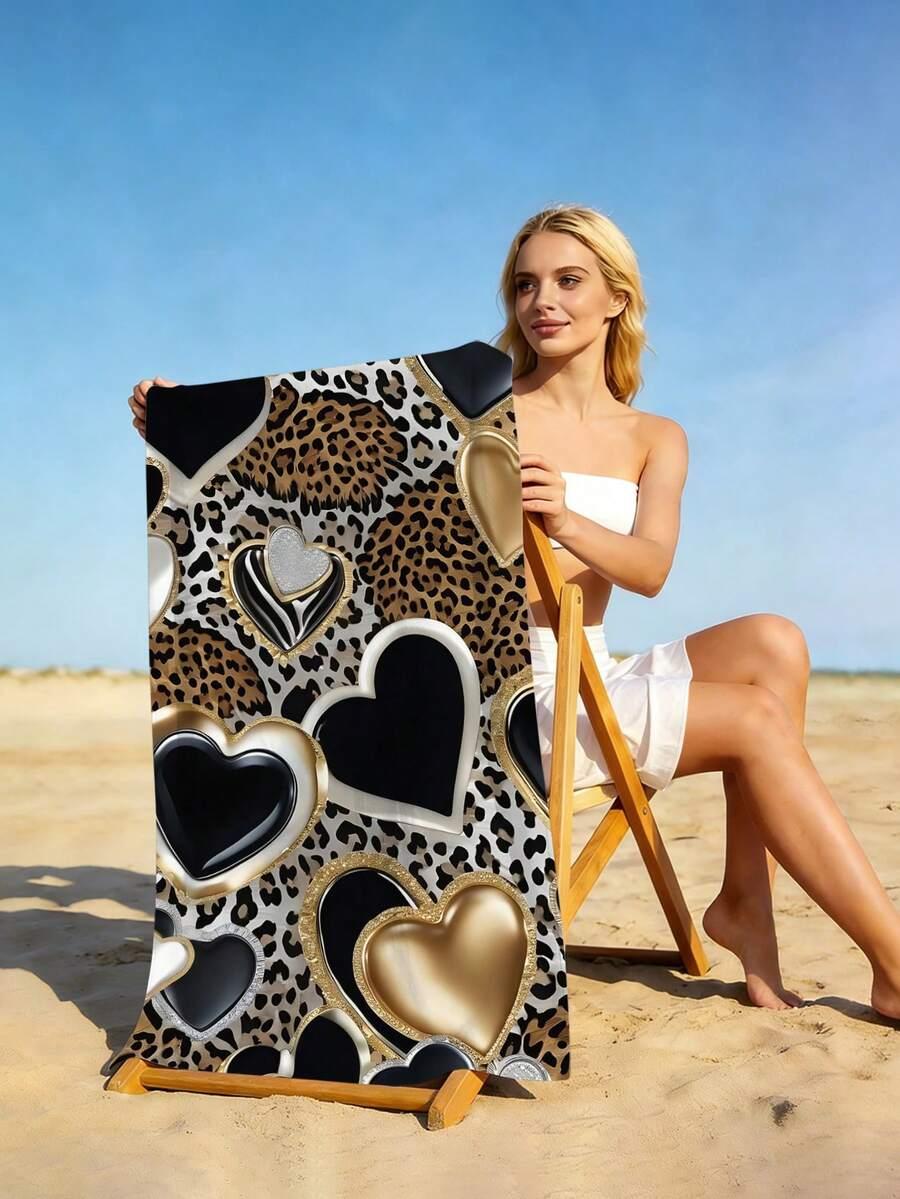 SHEIN RĘCZNIK PLAŻOWY WZÓR SERCE S07__90X180