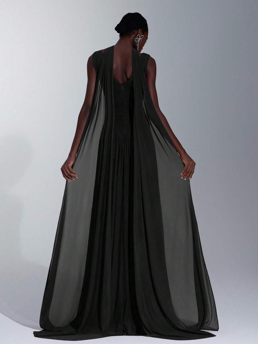 SHEIN CZARNA MAXI SUKIENKA S09__S