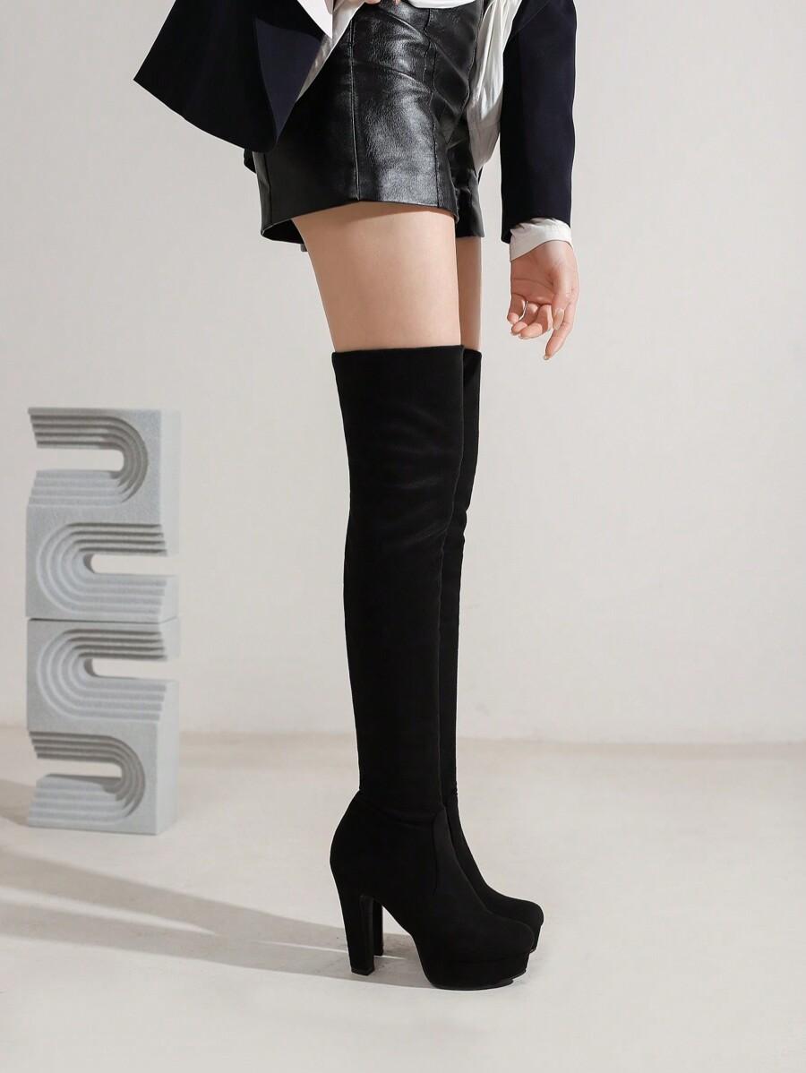 SHEIN CZARNE KOZAKI IMITACJA ZAMSZU W01__41
