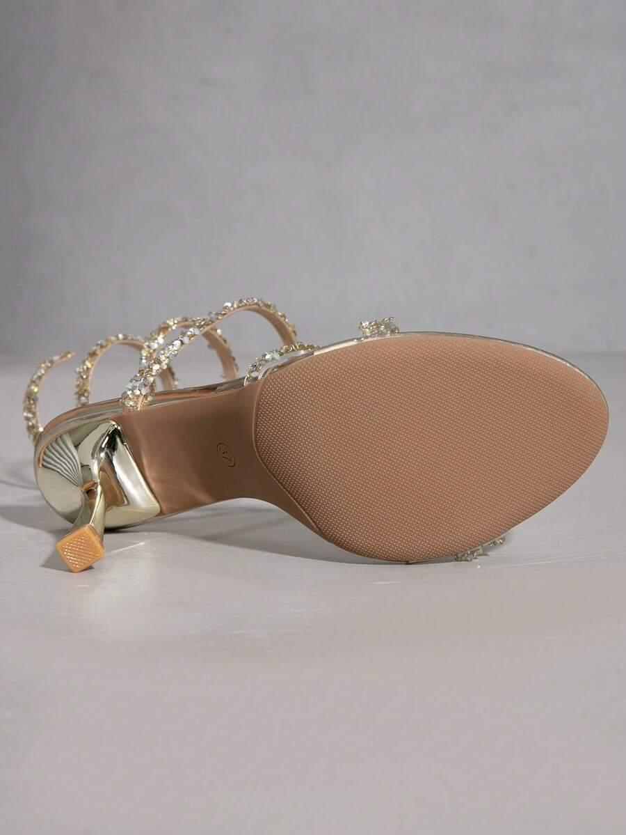 SHEIN ZŁOTE SANDAŁY NA OBCASIE S06__37