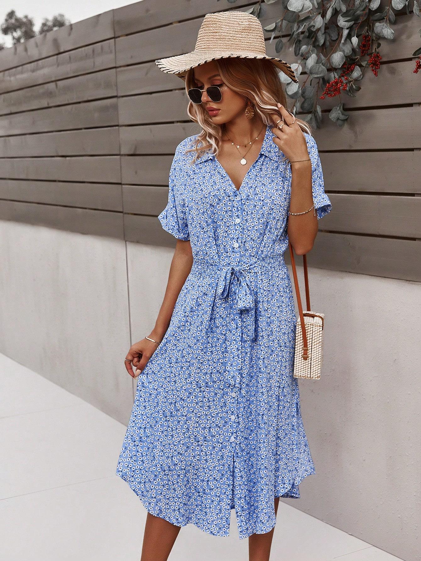 SHEIN NIEBIESKA SUKIENKA WZÓR S06__XS