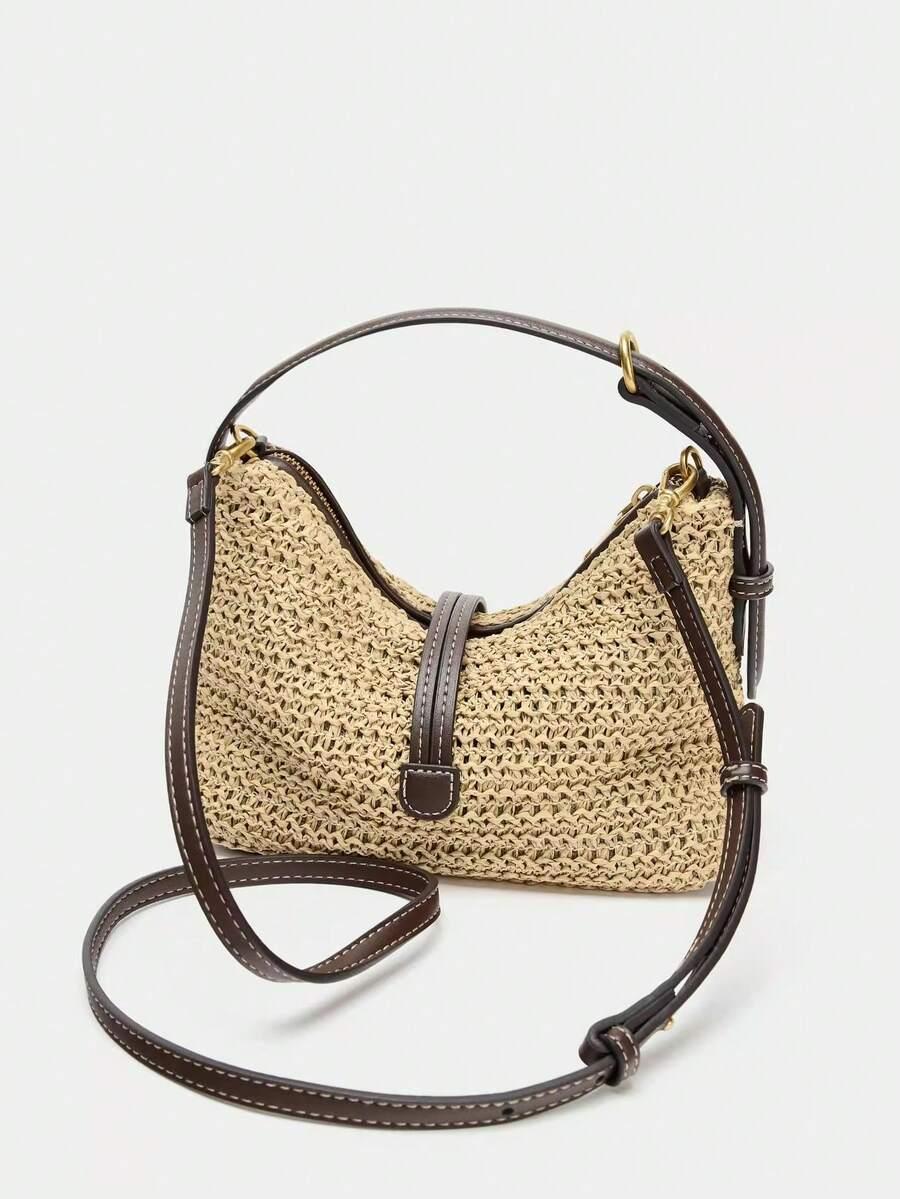 SHEIN SŁOMKOWA TOREBKA ZAMEK S07__16,5X22CM