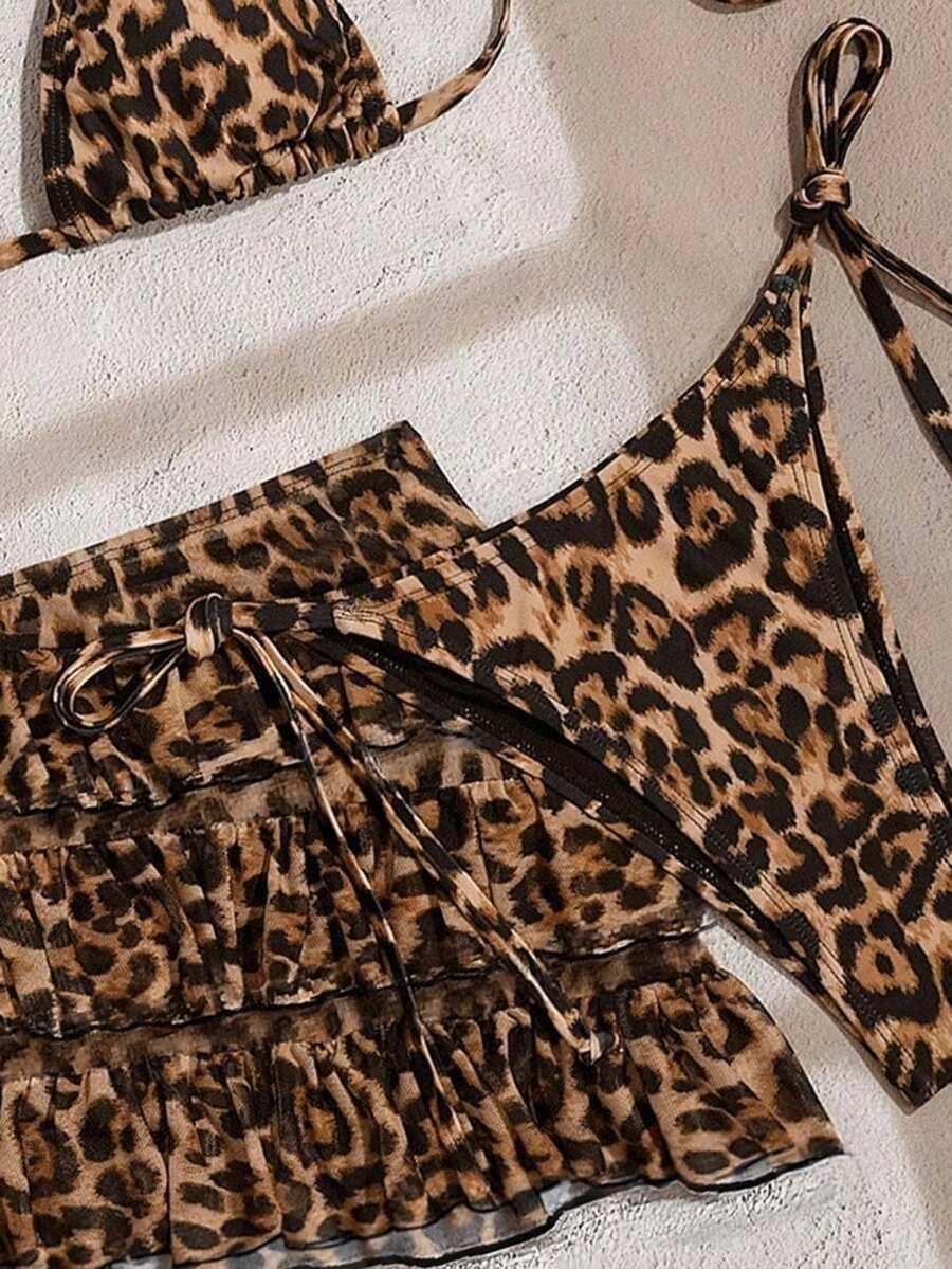 SHEIN GÓRA OD BIKINI SPÓDNICA KOMPLET ANIMAL PRINT S09__M