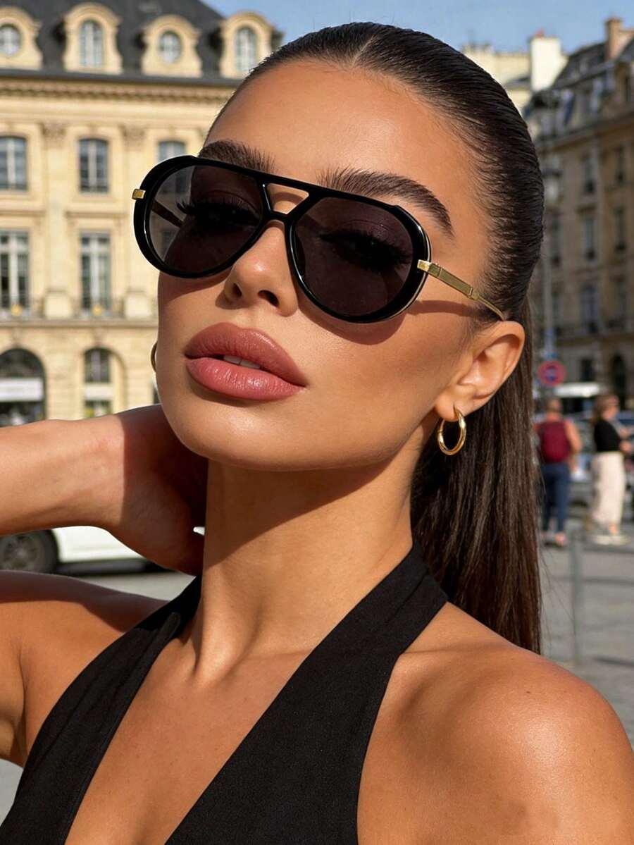 SHEIN CZARNE OKULARY PRZECIWSŁONECZNE S07__