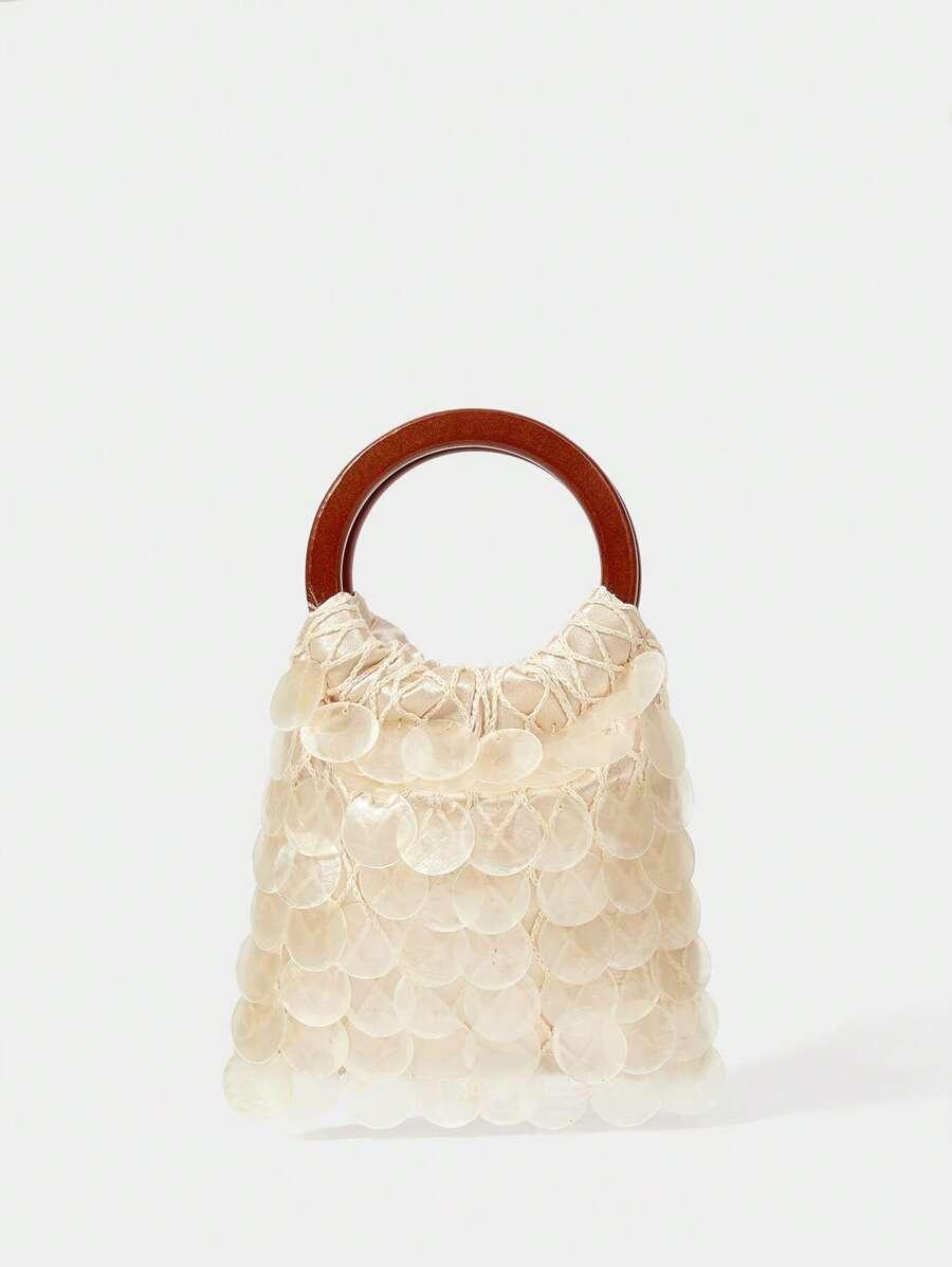 SHECARRY BEŻOWA TOREBKA ZDOBIENIE S07__17X19CM