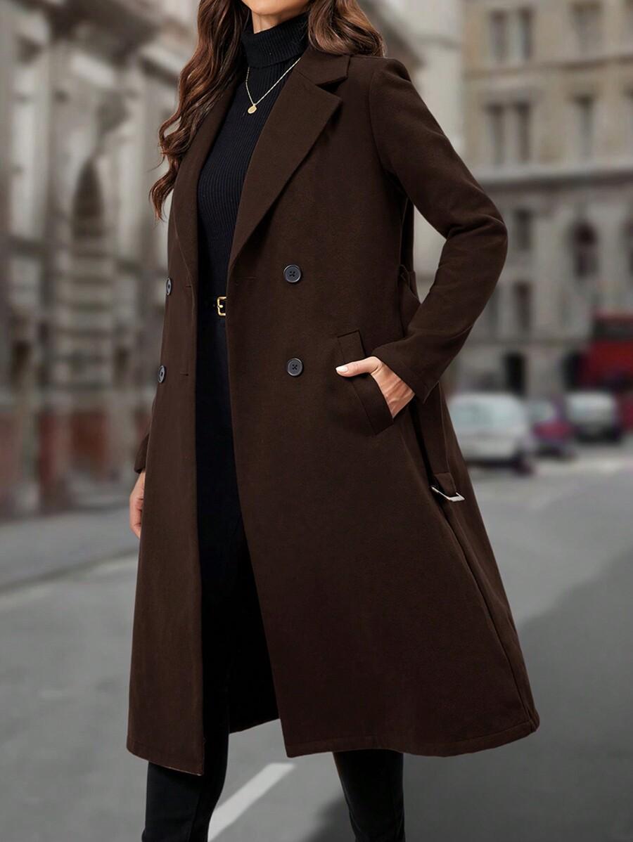 EMERY ROSE KLASYCZNY PŁASZCZ DWURZĘDOWY W01__XL