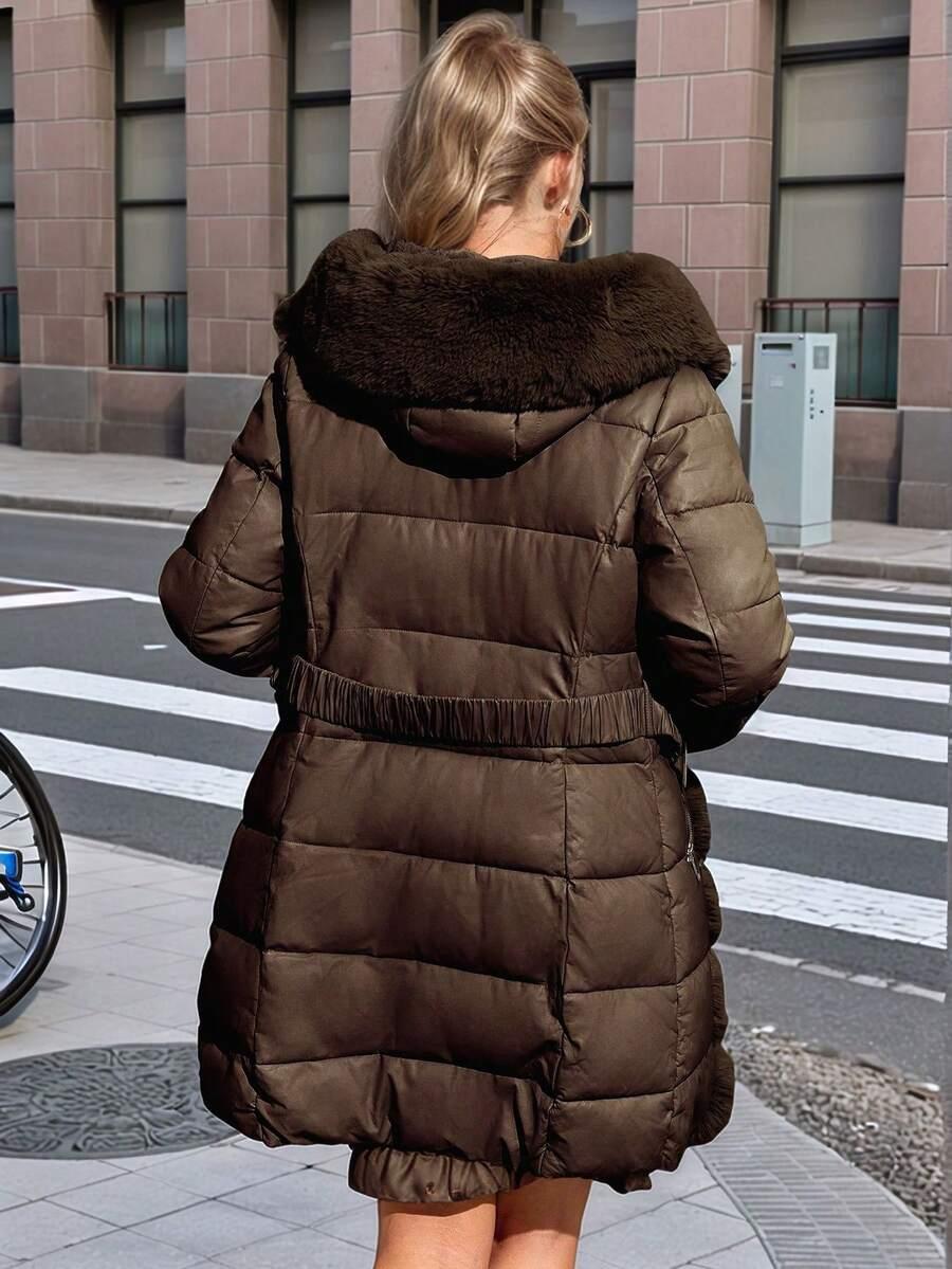 SHEIN BRĄZOWA PIKOWANA KURTKA W01__S