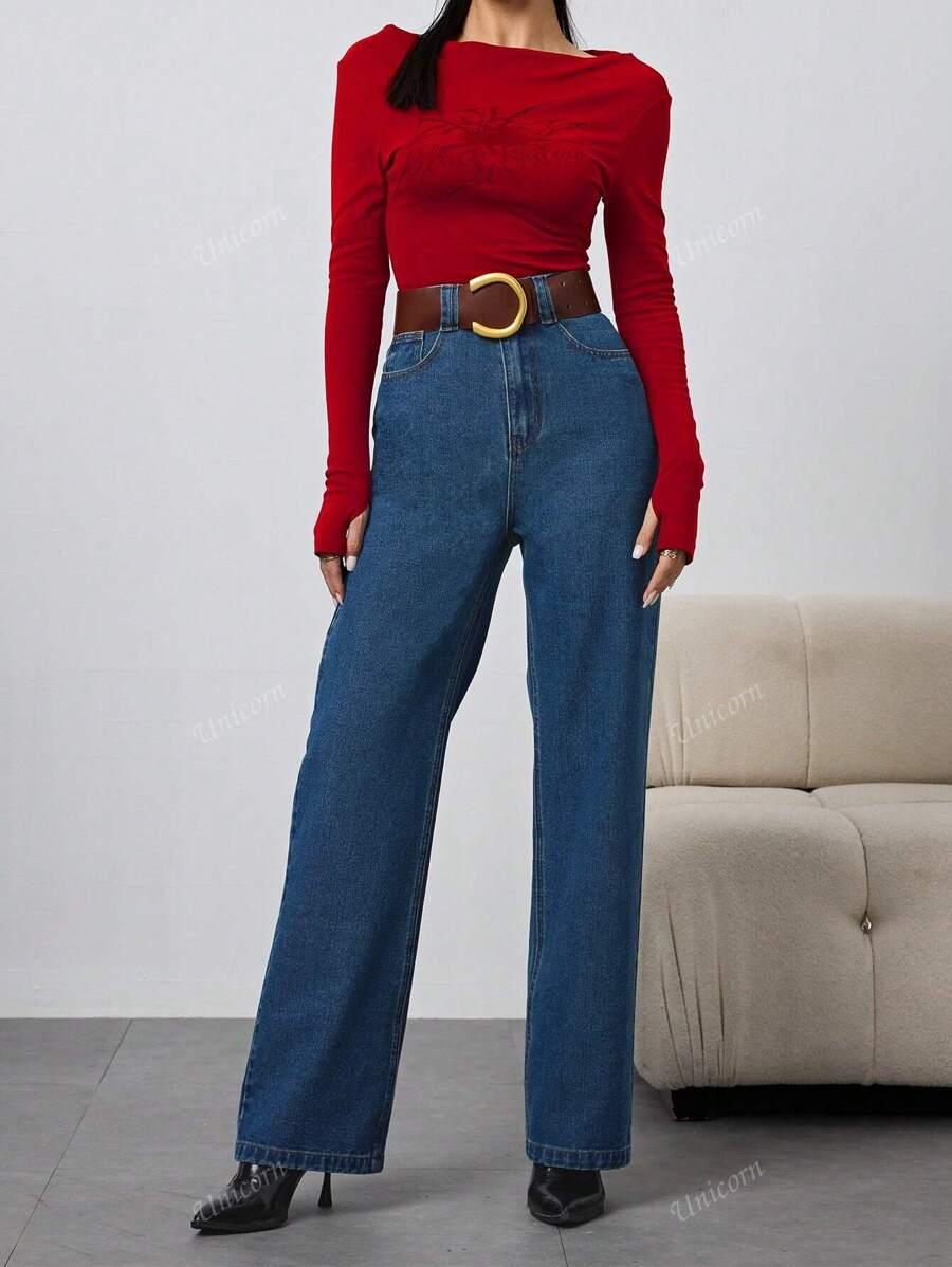 SHEIN NIEBIESKIE SPODNIE JEANS WYSOKI STAN S06__S