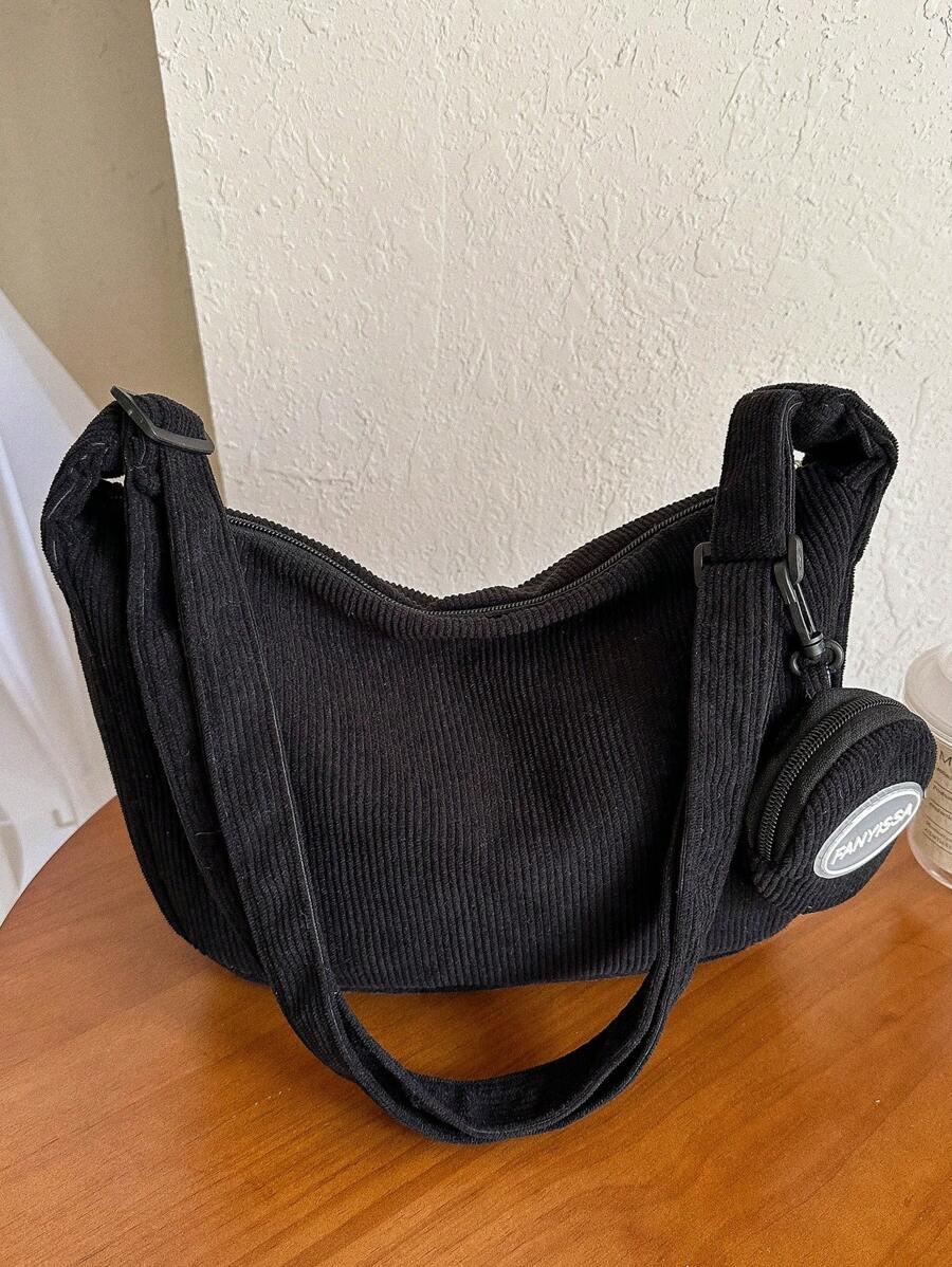 SHEIN CZARNA SZTRUKSOWA TOREBKA S07__26,5X8X22