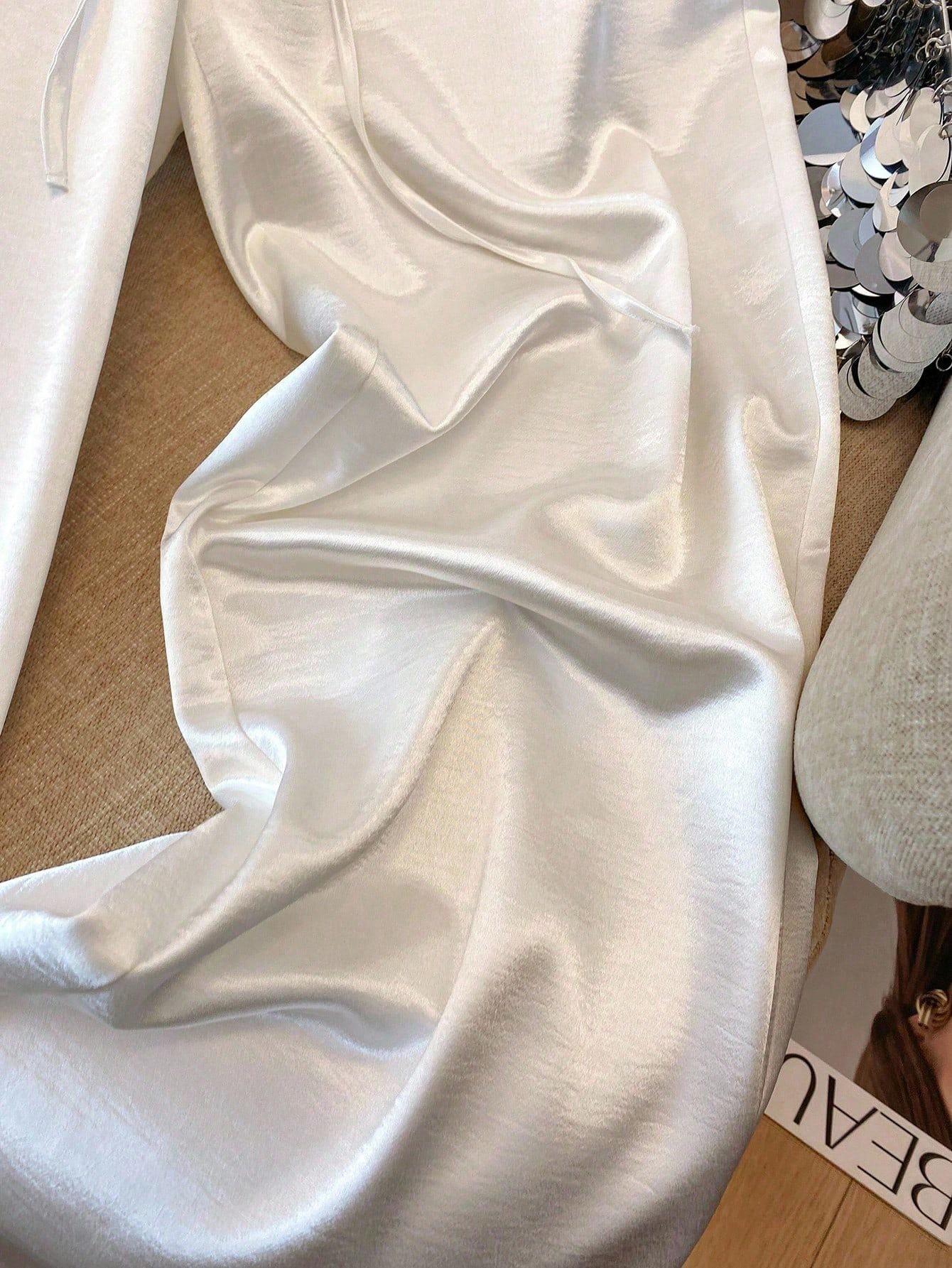 SHEIN BIAŁE SATYNOWE SPODNIE S06__S