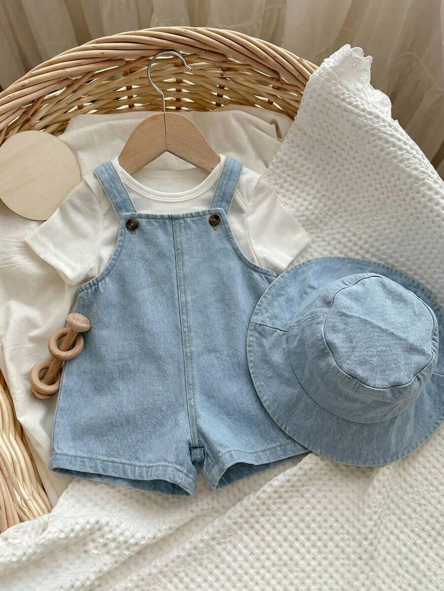 SHEIN NIEBIESKIE OGRODNICZKI KAPELUSZ KOMPLET S09__68-74CM