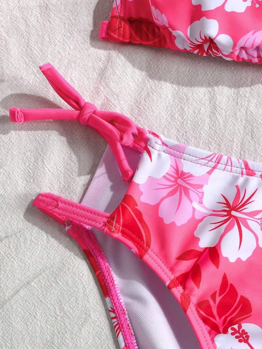 SHEIN RÓŻOWY STRÓJ KĄPIELOWY DWUCZĘŚCIOWY PRINT S09__146-152