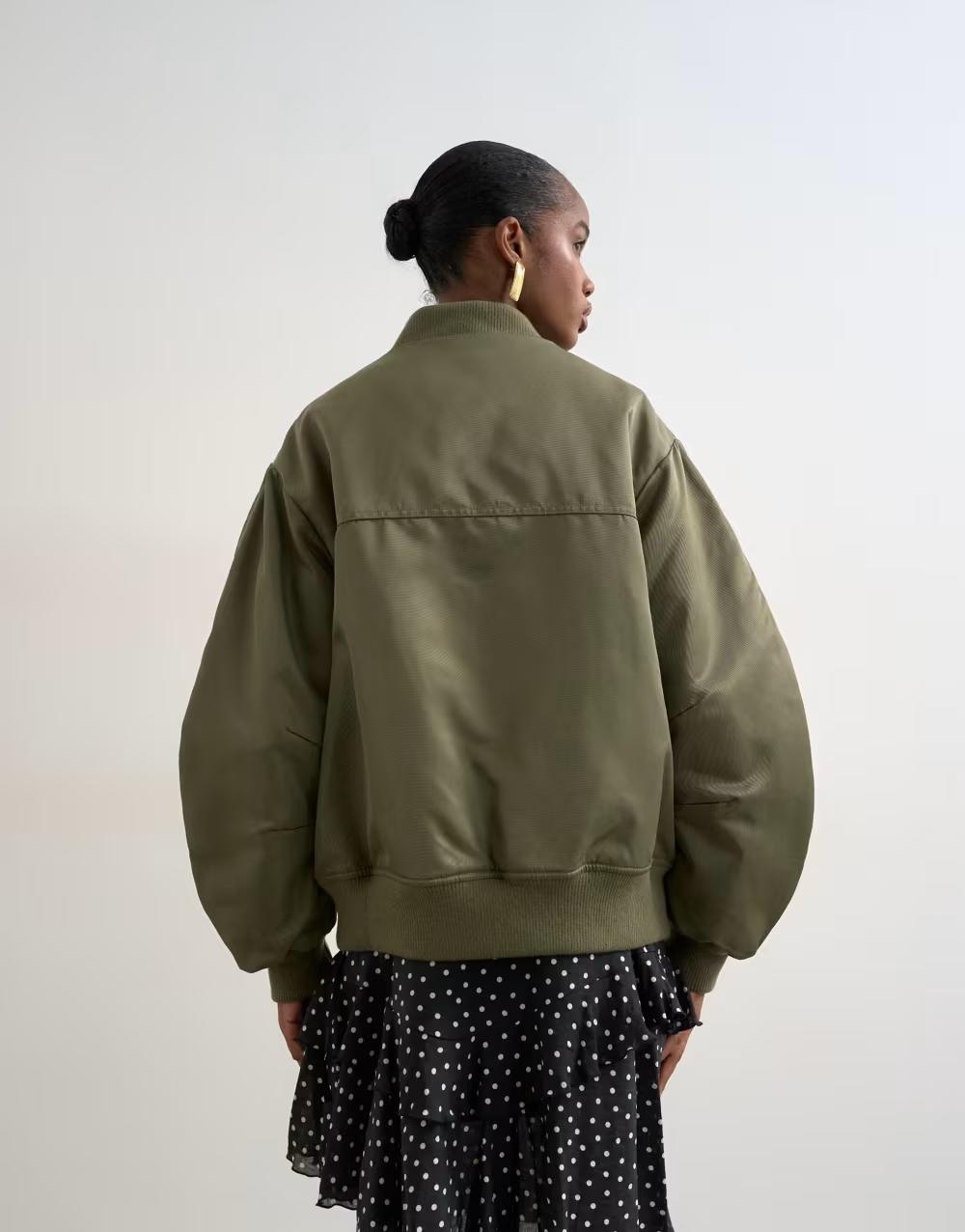 TOPSHOP ZIELONA KURTKA BOMBER ZAMEK W01__XS