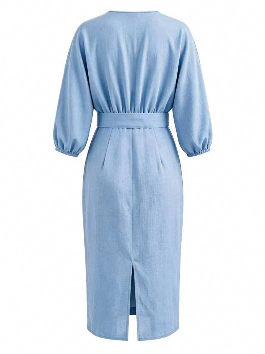 SHEIN NIEBIESKA MIDI SUKIENKA S06__XL