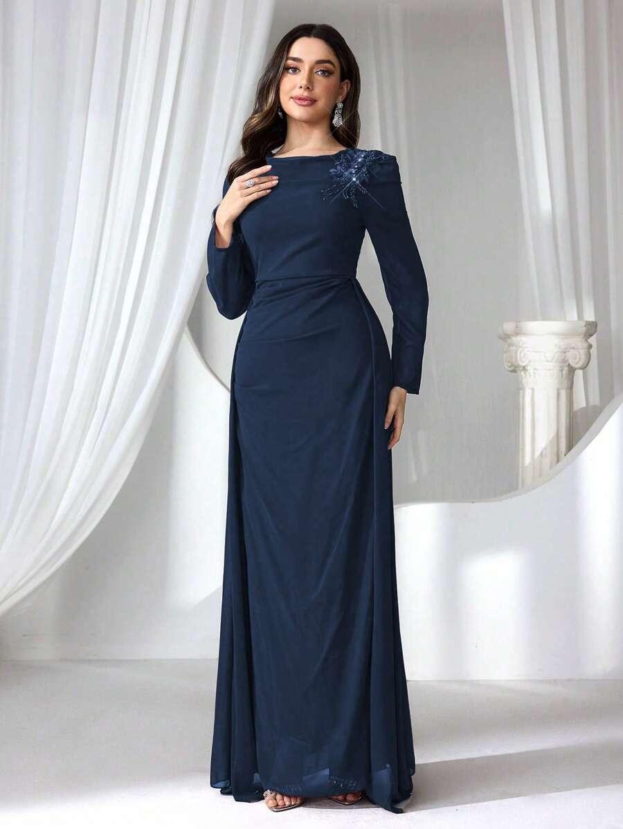 SHEIN GRANATOWA MAXI SUKIENKA S06__XXL