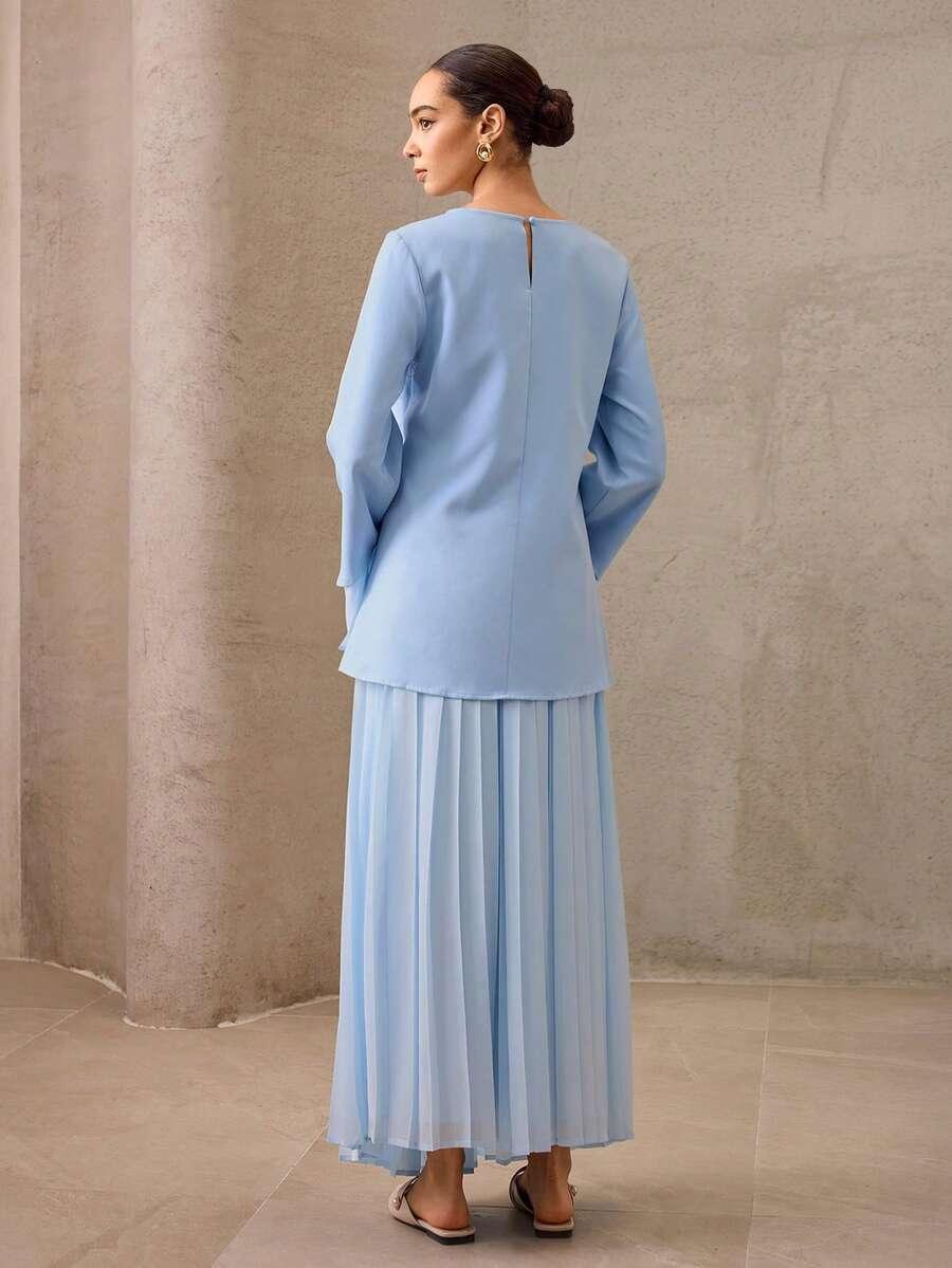 SHEIN NIEBIESKA PLISOWANA SPÓDNICA S06__XL