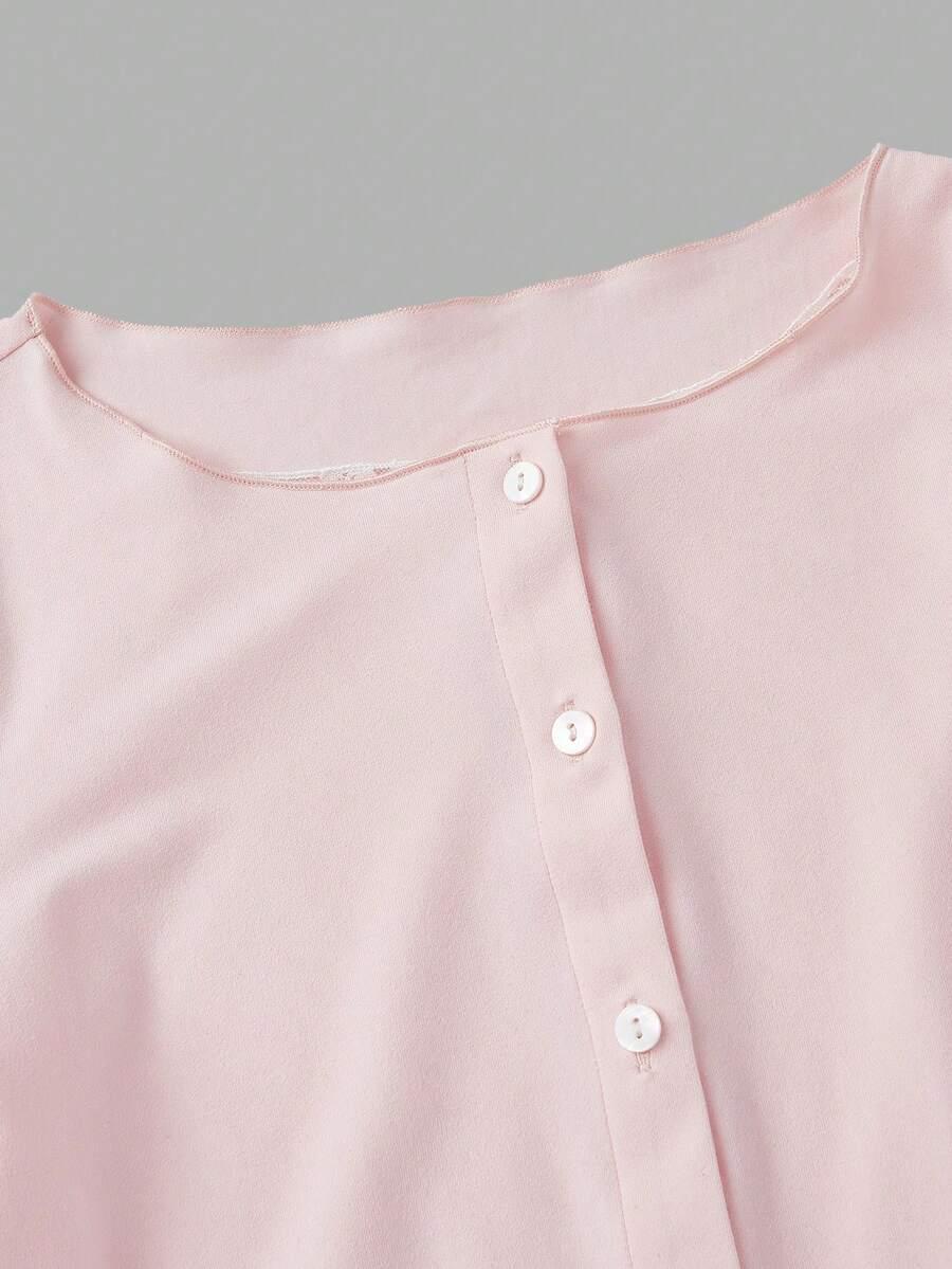 SHEIN RÓŻOWA BLUZKA Z DŁUGIM RĘKAWEM KORONKA PK01__XS/S