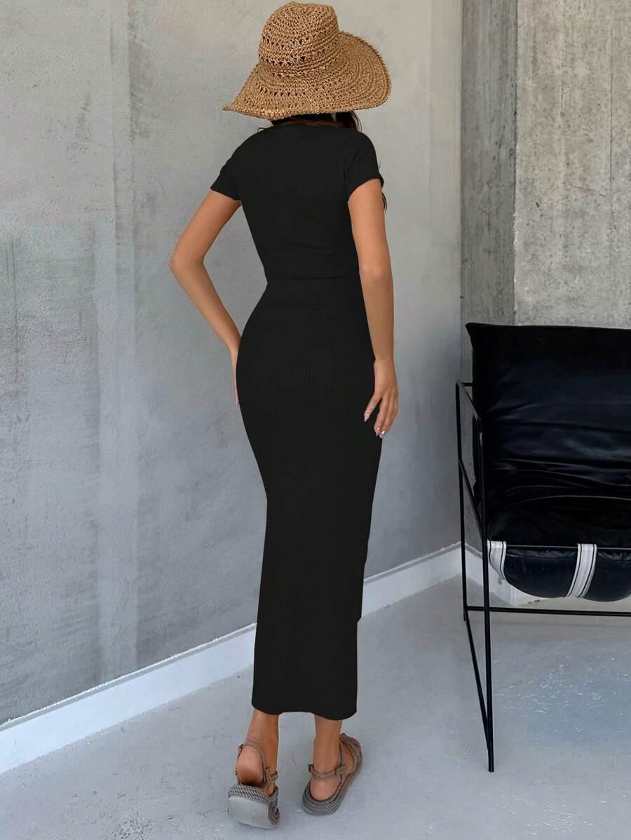 SHEIN CZARNY TOP SPÓDNICA KOMPLET S06__M