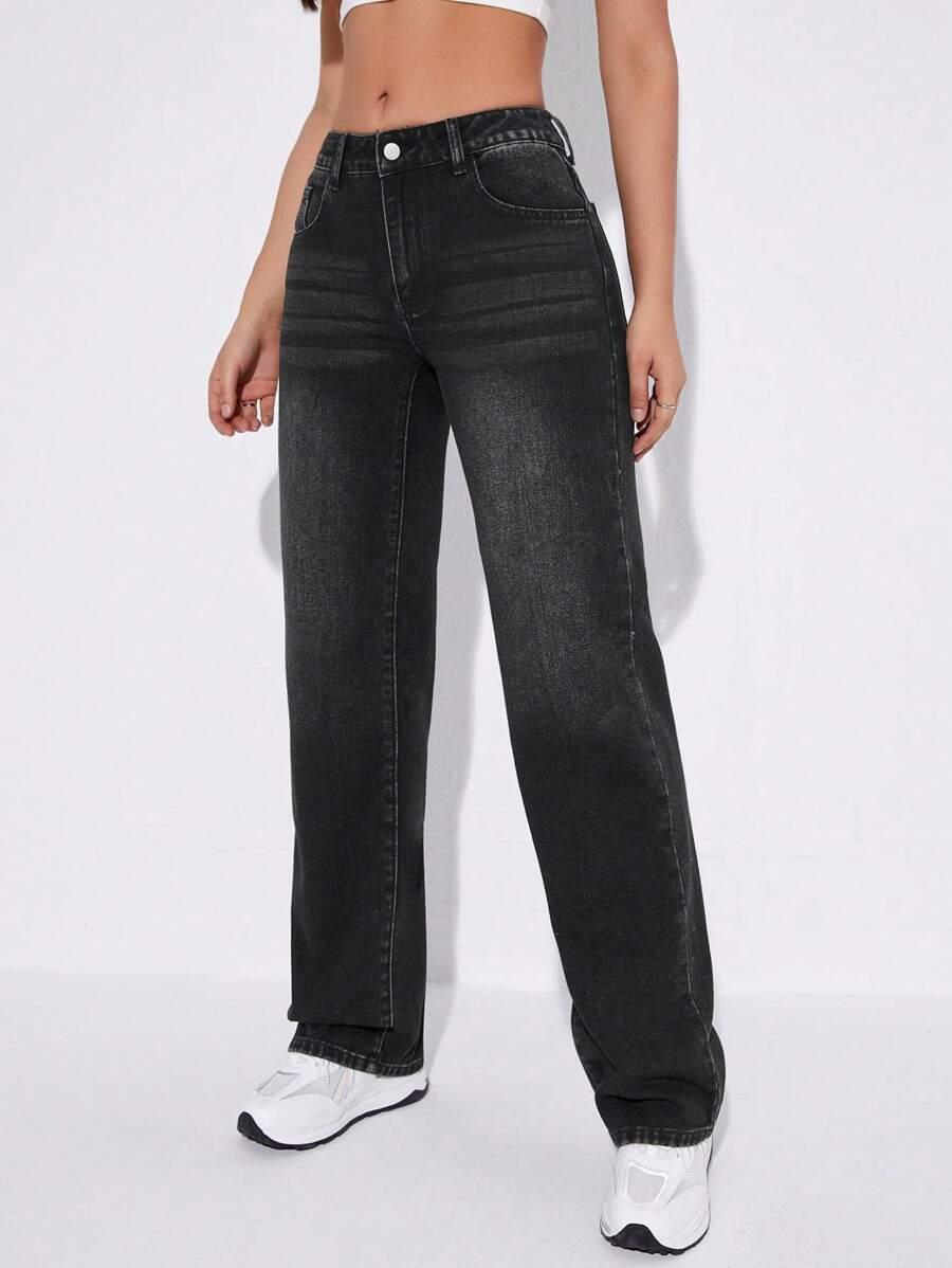 SHEIN CZARNE SPODNIE JEANS PK01__XXS
