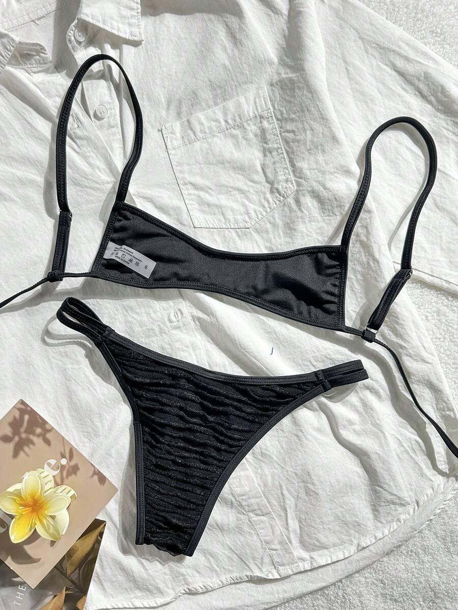 SHEIN CZARNY DWUCZĘŚCIOWY STRÓJ KĄPIELOWY S09__S
