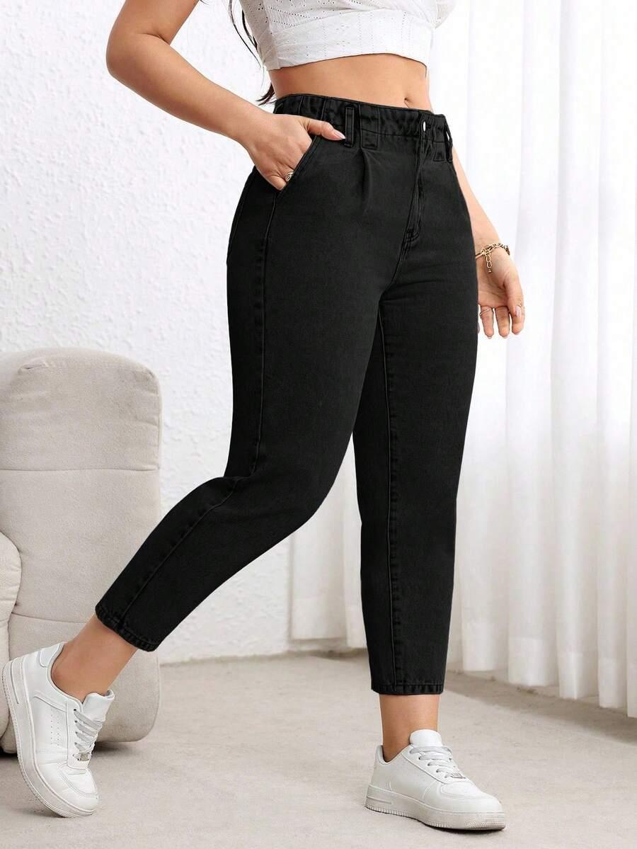 EMERY ROSE CZARNE SPODNIE JEANS ZWĘŻANA NOGAWKA S06__52