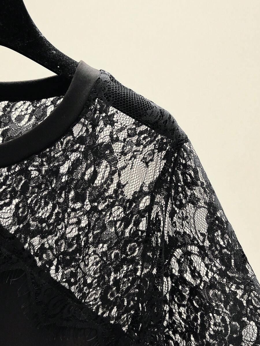 EMERY ROSE CZARNA BLUZKA KORONKA S06__48