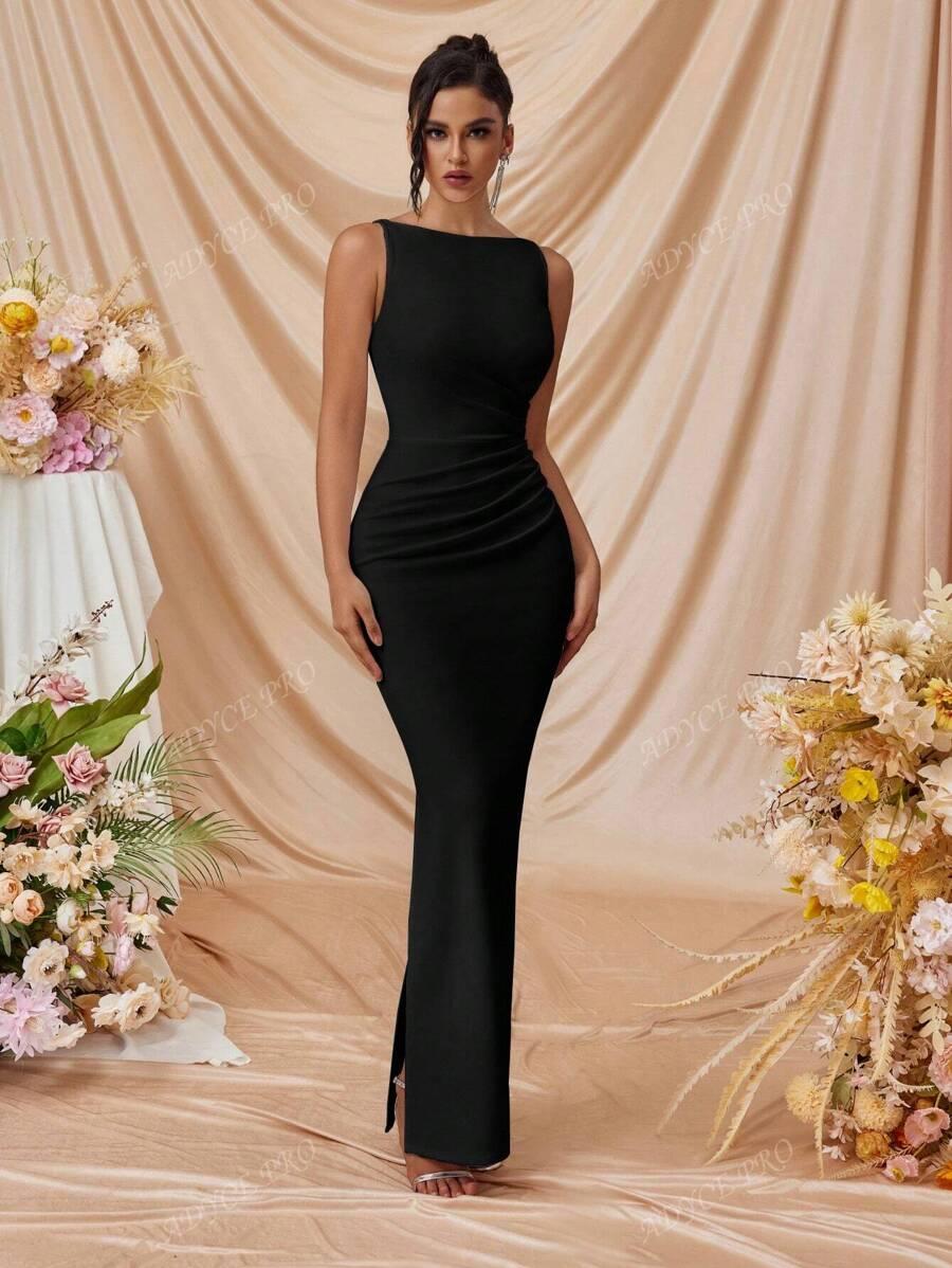 ADYCE CZARNA MAXI SUKIENKA S06__XS
