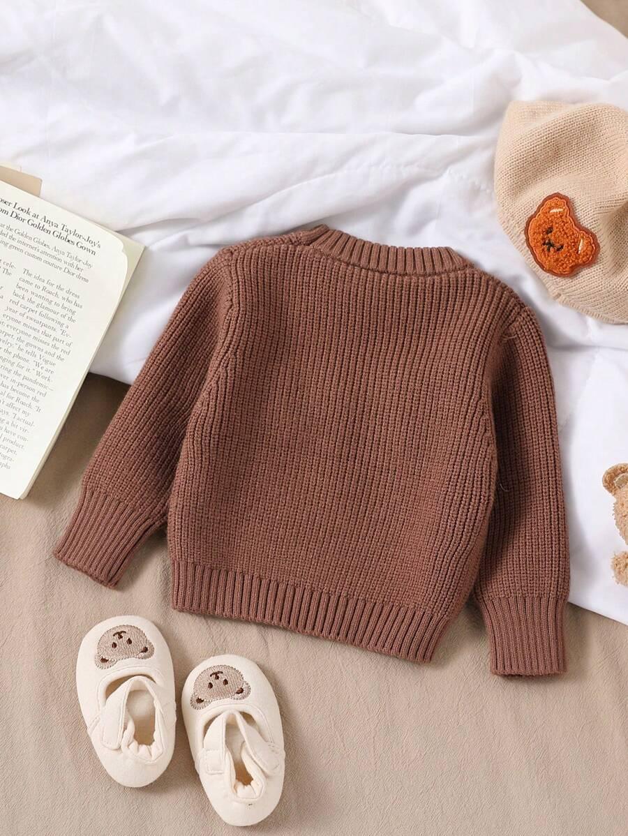 SHEIN BRĄZOWY SWETER OKRĄGŁY DEKOLT S06__80-86